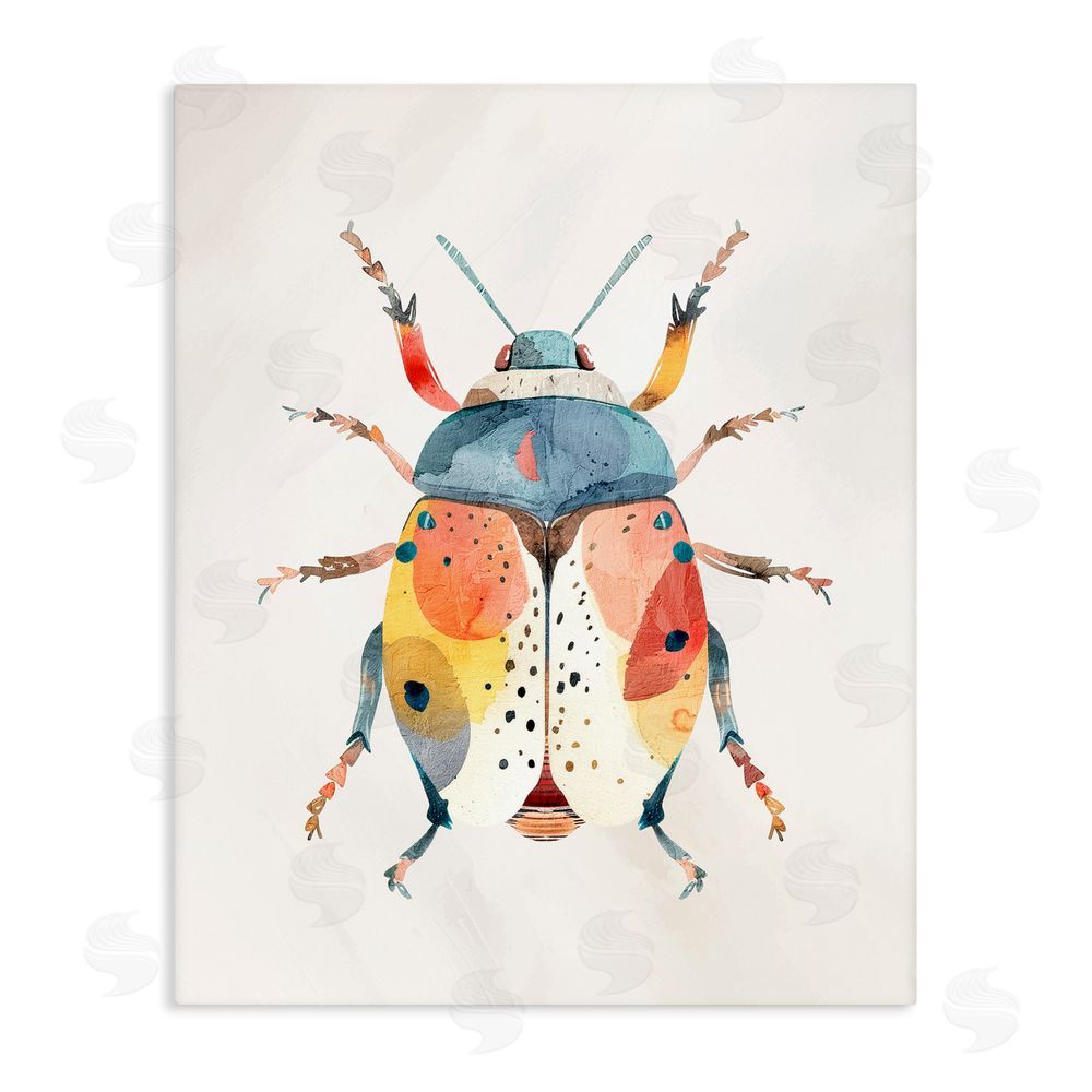 Kim Allen Boho Colorful Beetle Stretched Canvas Wall Art