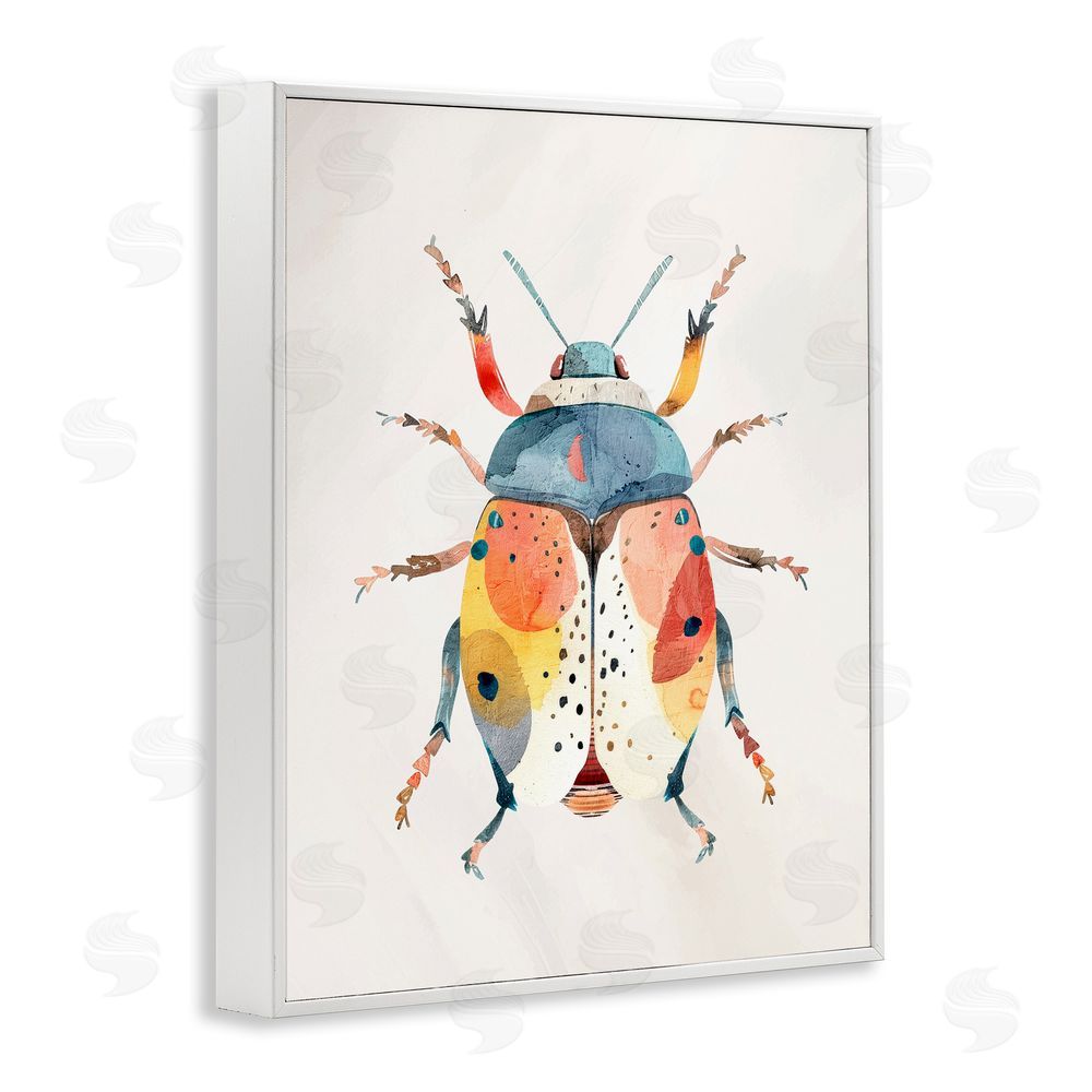 Kim Allen Boho Colorful Beetle White Framed Giclee Wall Art Print