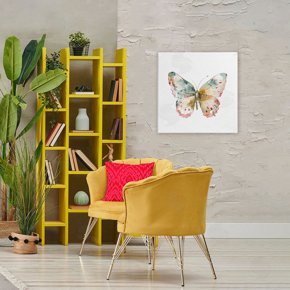 Kim Allen Muted Watercolor Butterfly Canvas Wall Art Print in Room