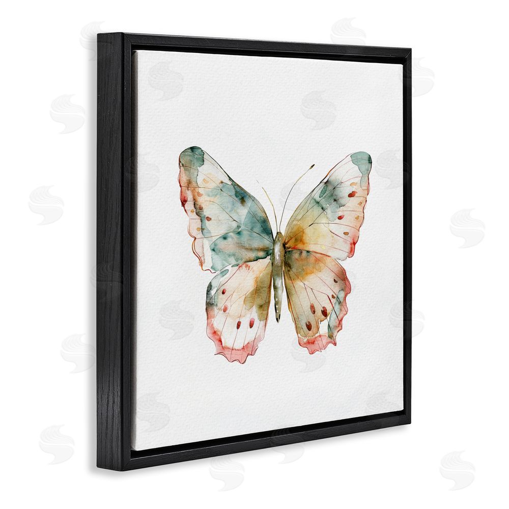 Kim Allen Muted Watercolor Butterfly Black Floating Frame Canvas Wall Art Print