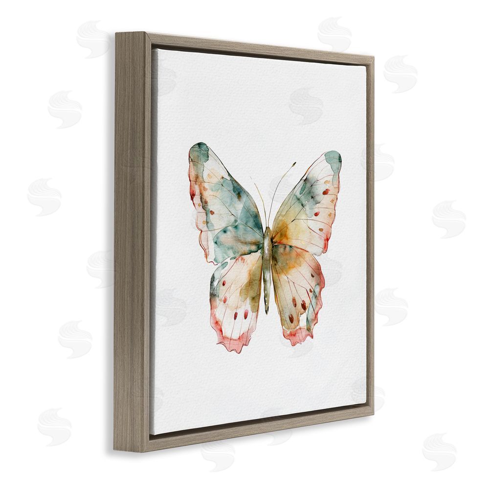Kim Allen Muted Watercolor Butterfly Brown Floating Frame Canvas Wall Art Print