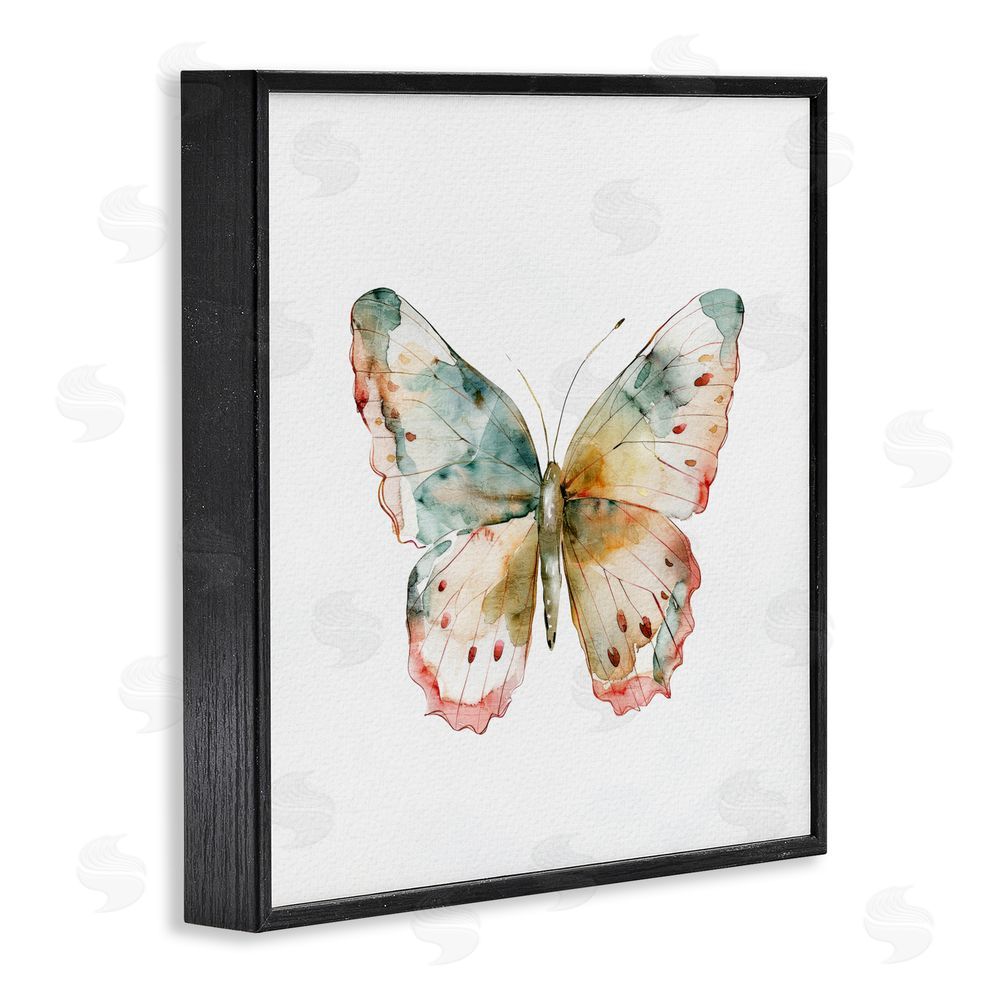 Kim Allen Muted Watercolor Butterfly Black Framed Giclee Wall Art Print