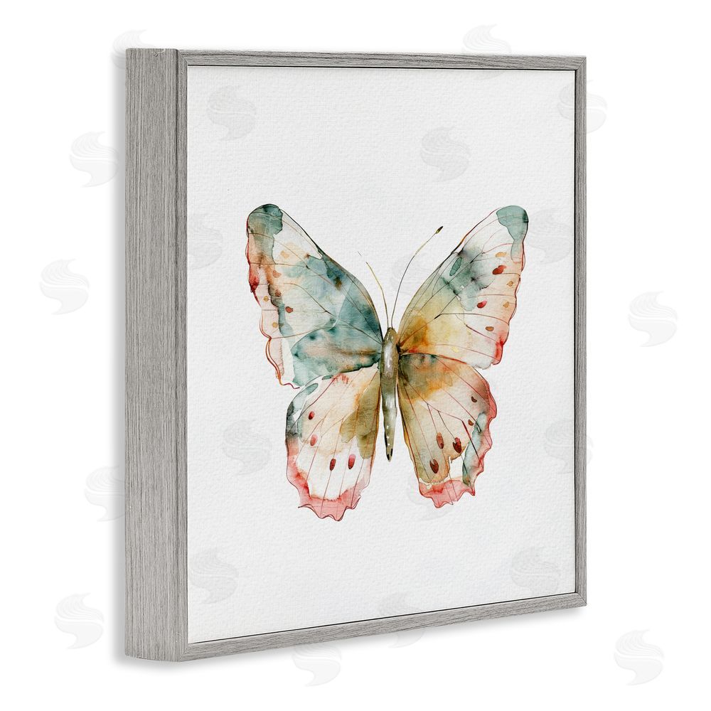 Kim Allen Muted Watercolor Butterfly Gray Framed Giclee Wall Art Print