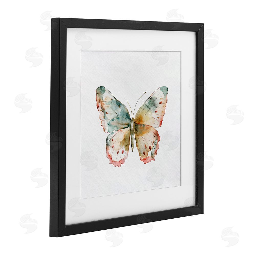 Kim Allen Muted Watercolor Butterfly Black Framed Print Under Glass Wall Art