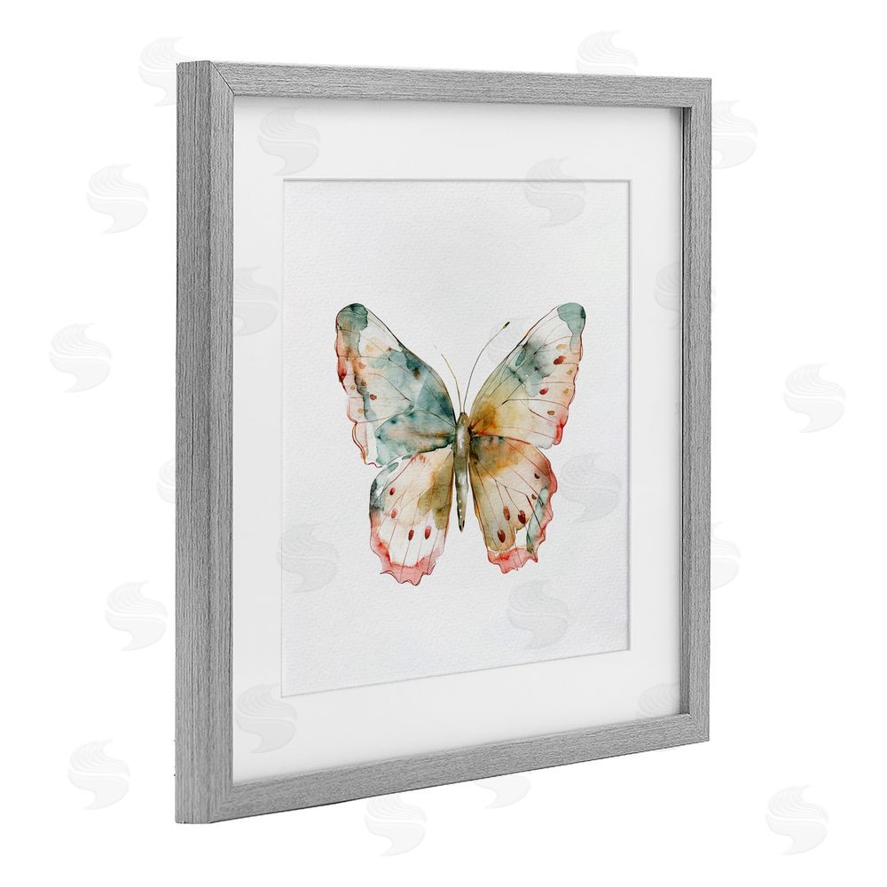 Kim Allen Muted Watercolor Butterfly Gray Framed Print Under Glass Wall Art