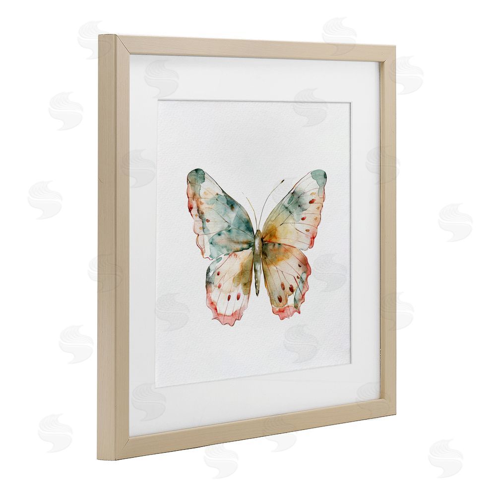 Kim Allen Muted Watercolor Butterfly Birch Framed Print Under Glass Wall Art