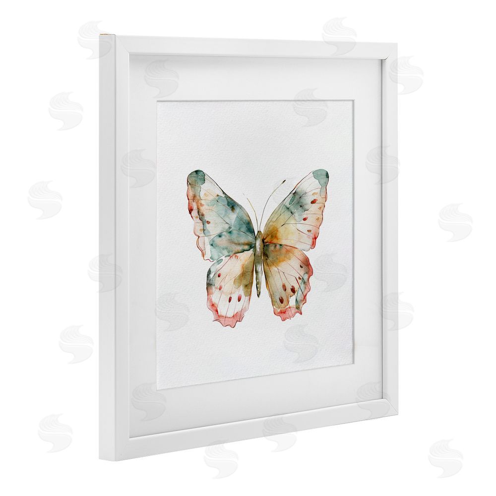 Kim Allen Muted Watercolor Butterfly White Framed Print Under Glass Wall Art