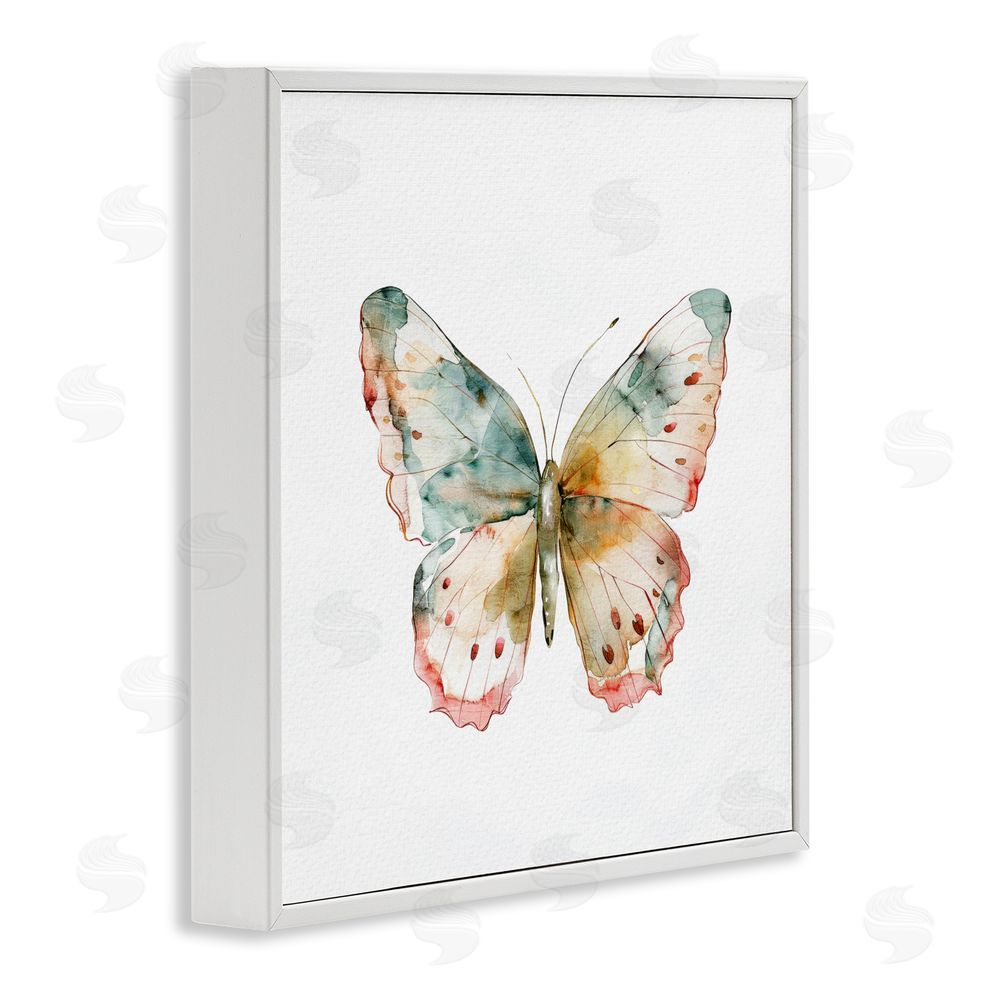 Kim Allen Muted Watercolor Butterfly White Framed Giclee Wall Art Print