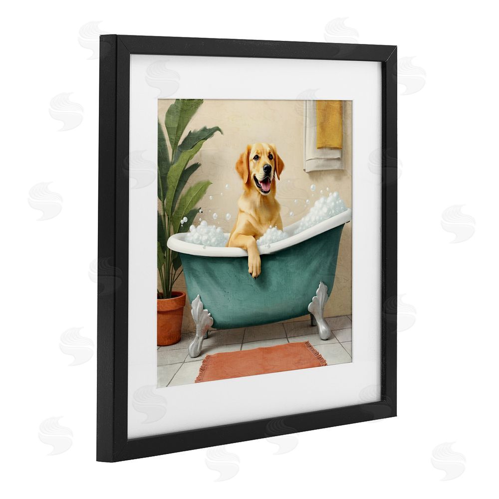 Kim Allen Bubble Bath Labrador Dog Black Framed Print Under Glass Wall Art