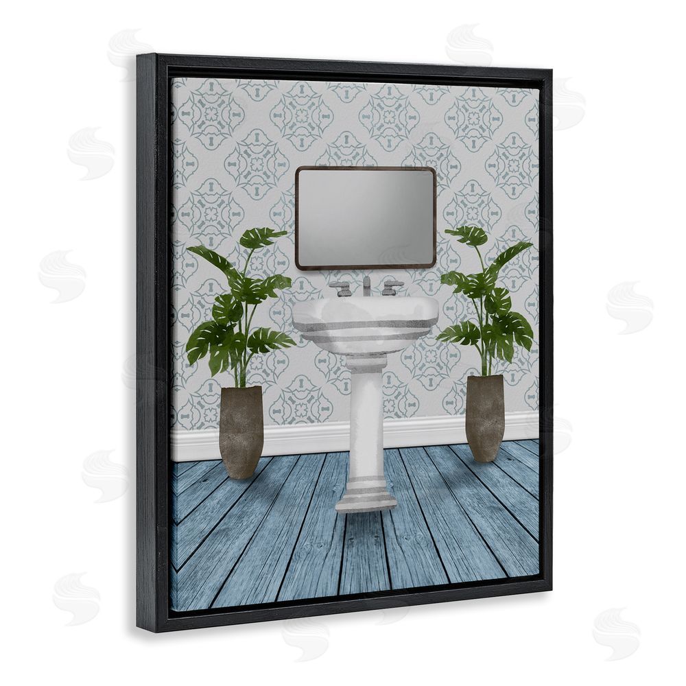 Marcus Prime Restful Wash Plants & Sink Black Floating Frame Canvas Wall Art Print