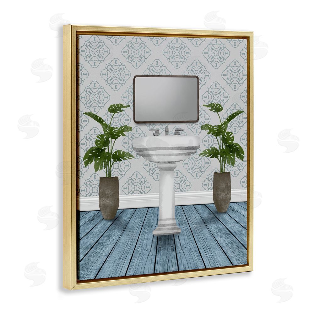 Marcus Prime Restful Wash Plants & Sink Gold Floating Frame Canvas Wall Art Print