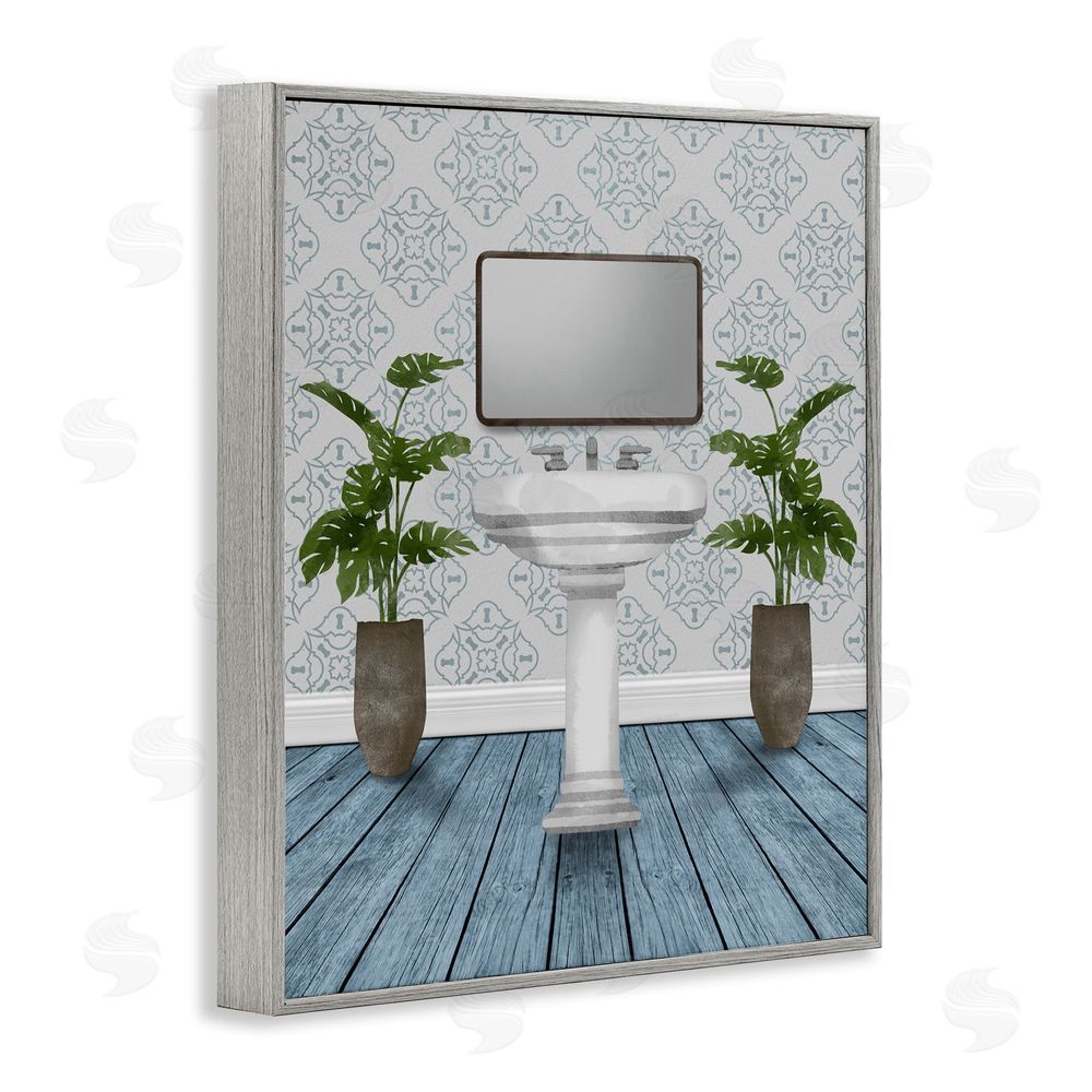 Marcus Prime Restful Wash Plants & Sink Gray Framed Giclee Wall Art Print