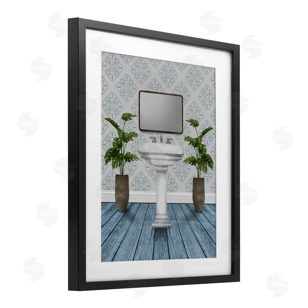Marcus Prime Restful Wash Plants & Sink Black Framed Print Under Glass Wall Art