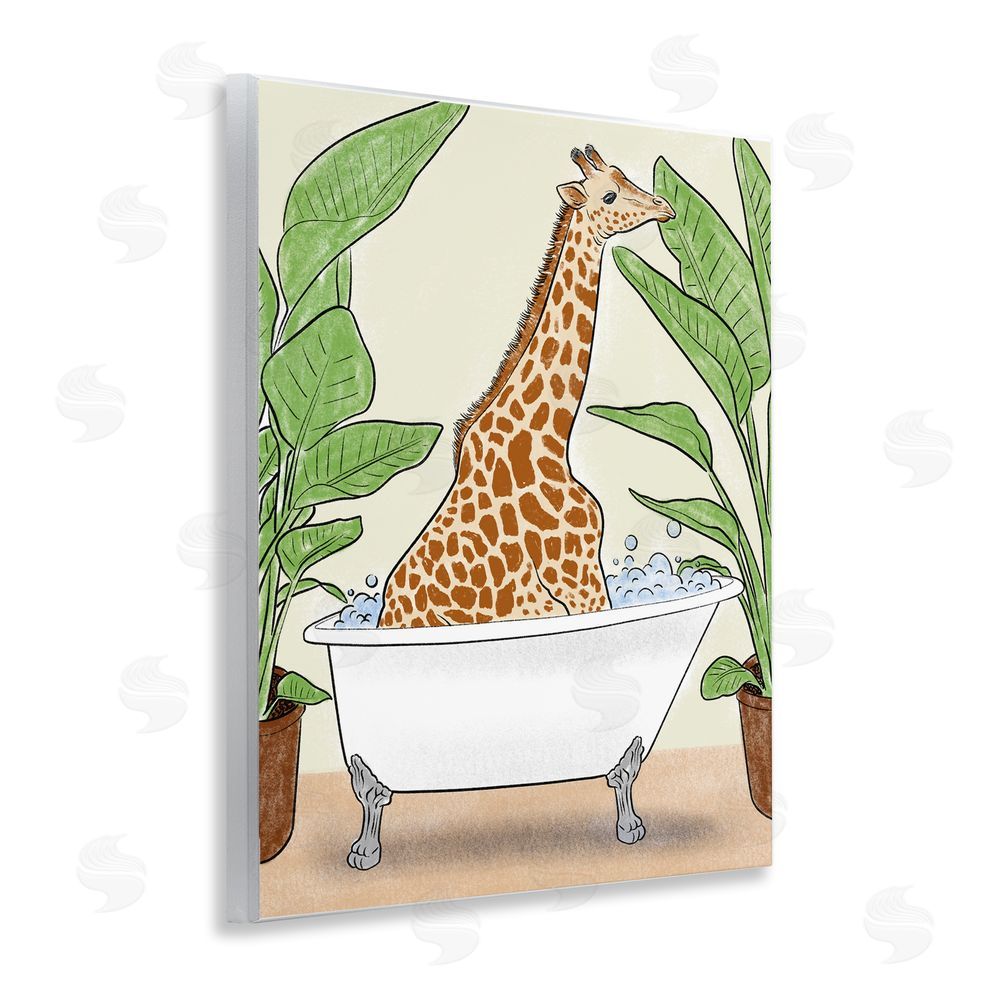 Marcus Prime Bathing Giraffe & Plants Wall Plaque Art Print