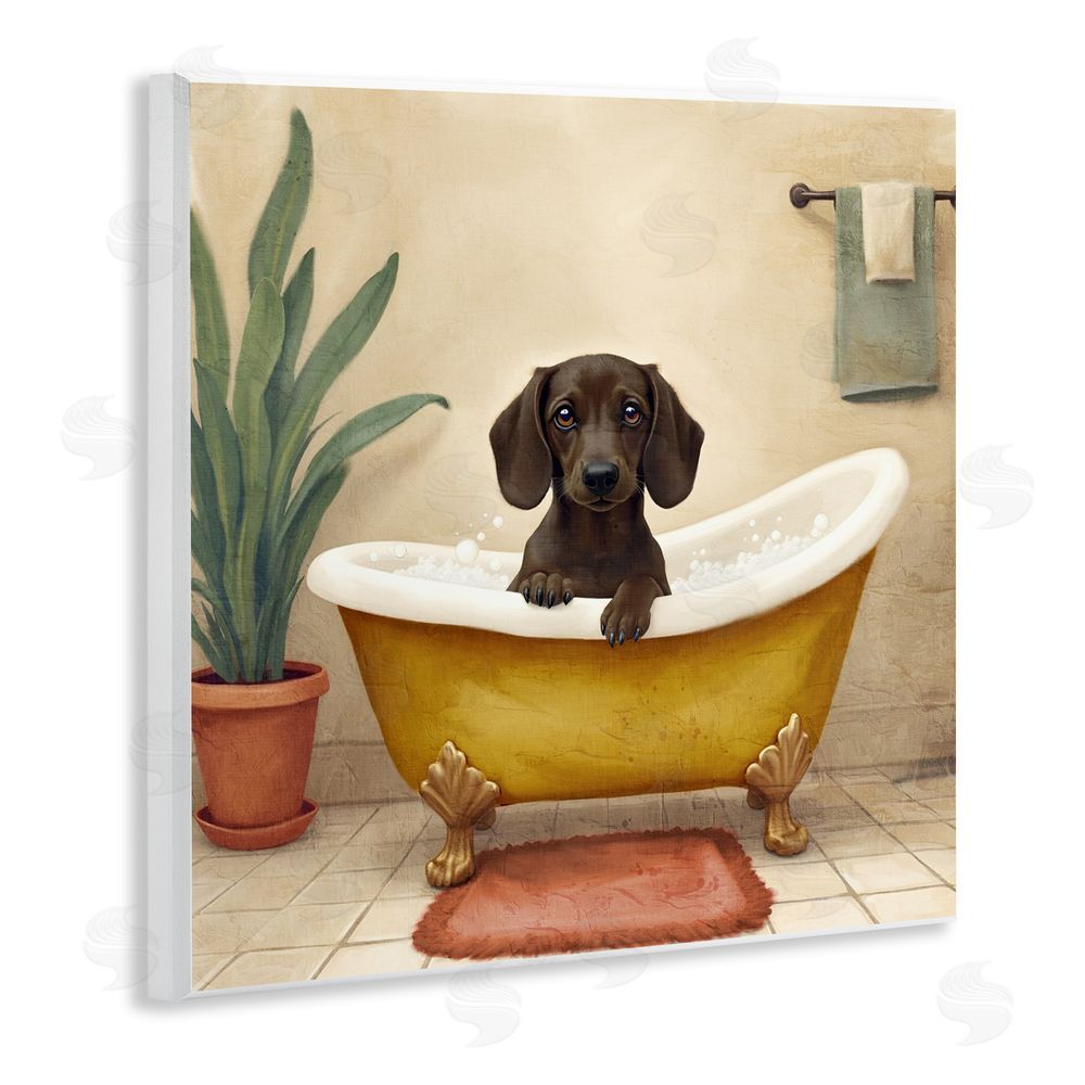 Kim Allen Bubble Bath Brown Dog Wall Plaque Art Print