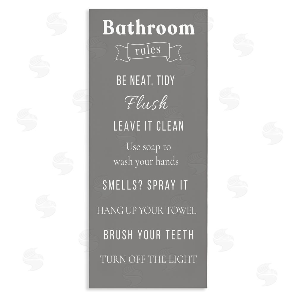 Julia Frost Bathroom Rules Reminders Stretched Canvas Wall Art