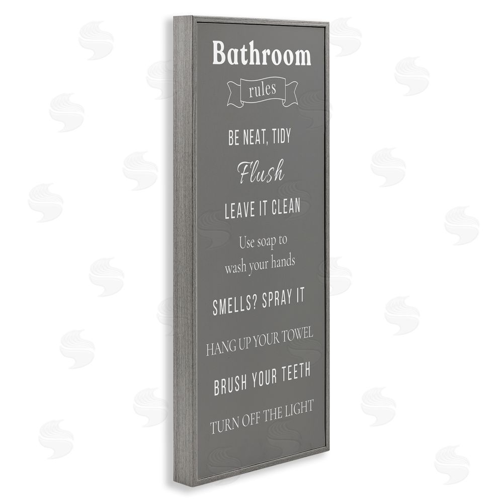 Julia Frost Bathroom Rules Reminders Gray Framed Giclee Wall Art Print