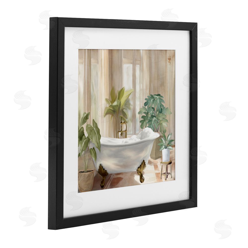 Kim Allen Serenity Bathroom Plants Black Framed Print Under Glass Wall Art