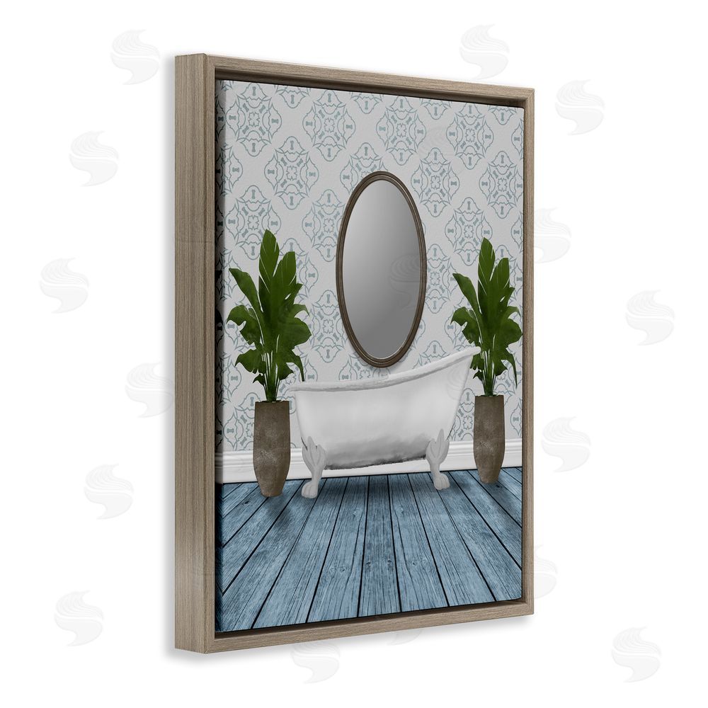 Marcus Prime Restful Wash Bathtub Brown Floating Frame Canvas Wall Art Print