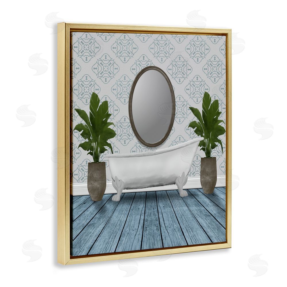 Marcus Prime Restful Wash Bathtub Gold Floating Frame Canvas Wall Art Print