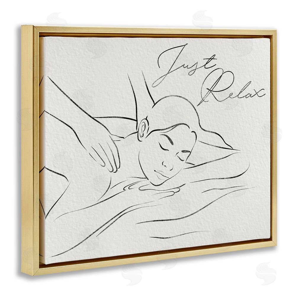 Marcus Prime Just Relax Massage Contour Gold Floating Frame Canvas Wall Art Print