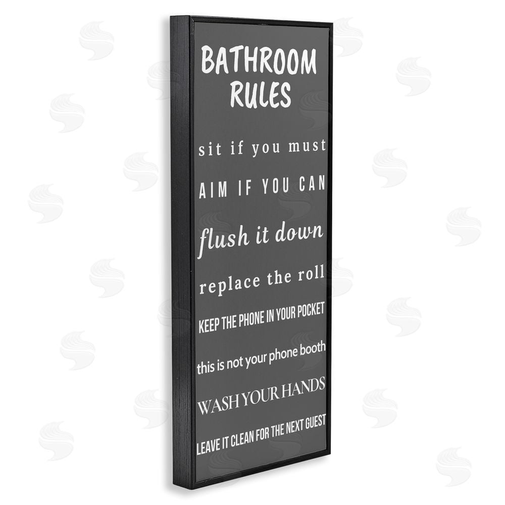 Julia Frost Bathroom Rules Leave It Clean Black Framed Giclee Wall Art Print