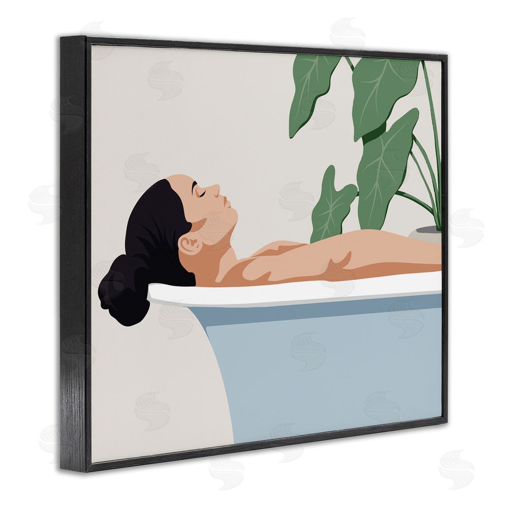 Marcus Prime Tub Relaxation Woman Black Framed Giclee Wall Art Print
