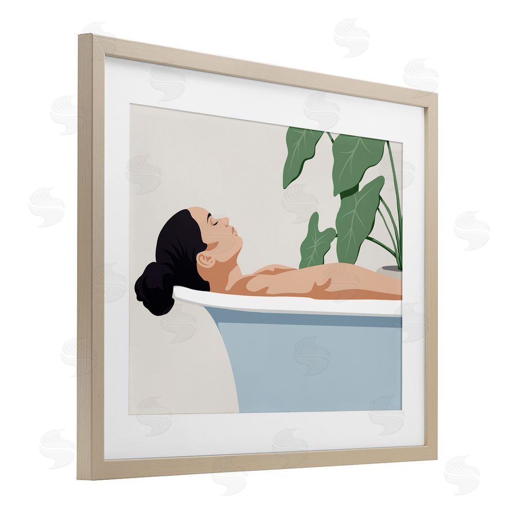 Marcus Prime Tub Relaxation Woman Birch Framed Print Under Glass Wall Art