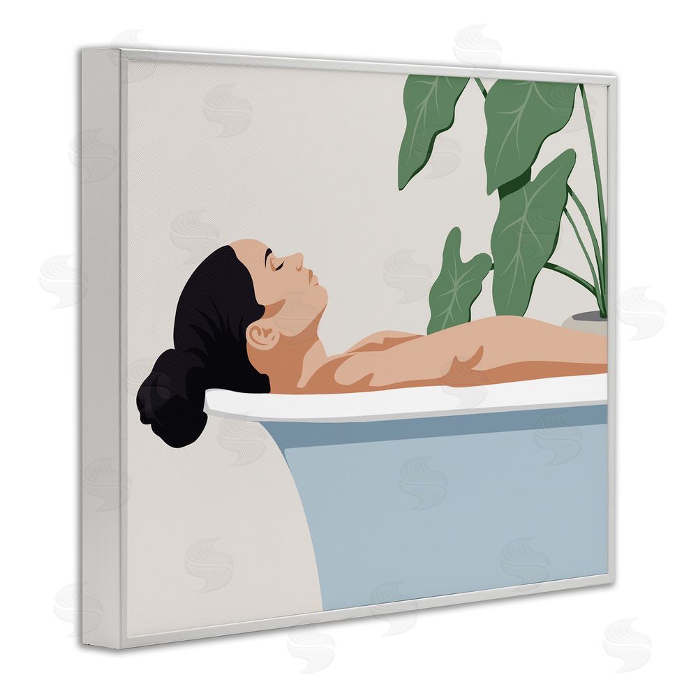 Marcus Prime Tub Relaxation Woman White Framed Giclee Wall Art Print