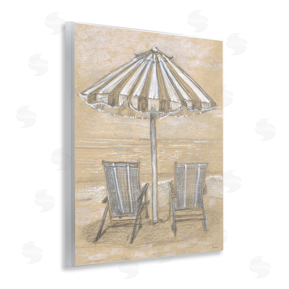 Patti Bishop Umbrella & Chairs Drawing Wall Plaque Art Print