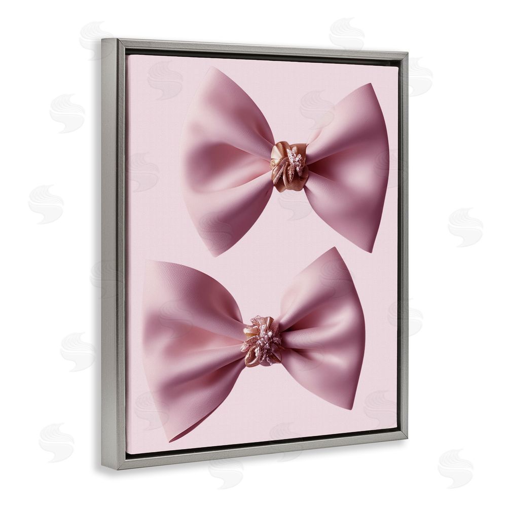 Jesse Keith Elegant Bows with Glam Details Gray Floating Frame Canvas Wall Art Print