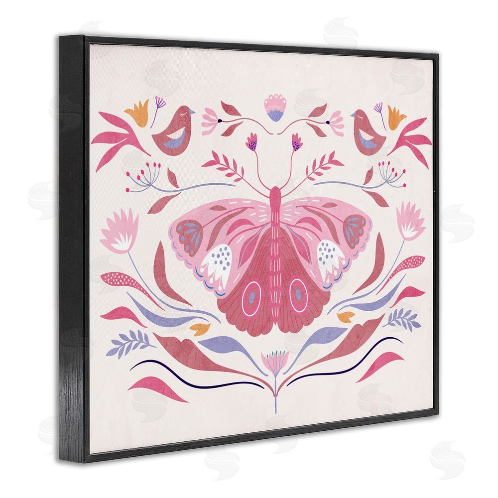 Kim Allen Pink Boho Butterfly Black Framed Giclee Wall Art Print