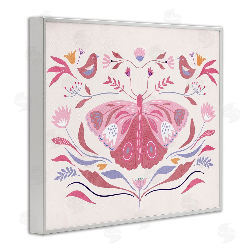 Kim Allen Pink Boho Butterfly White Framed Giclee Wall Art Print