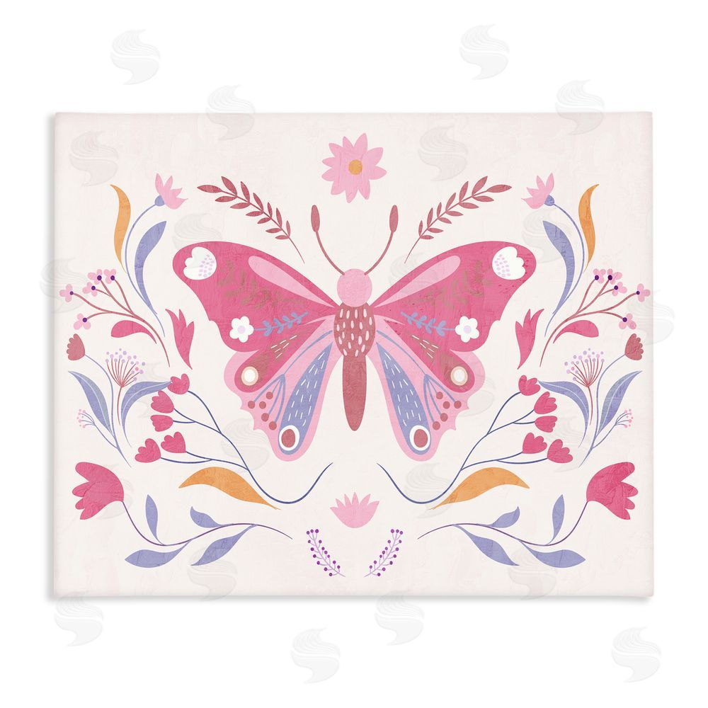 Kim Allen Whimsical Folk Butterfly Stretched Canvas Wall Art Print