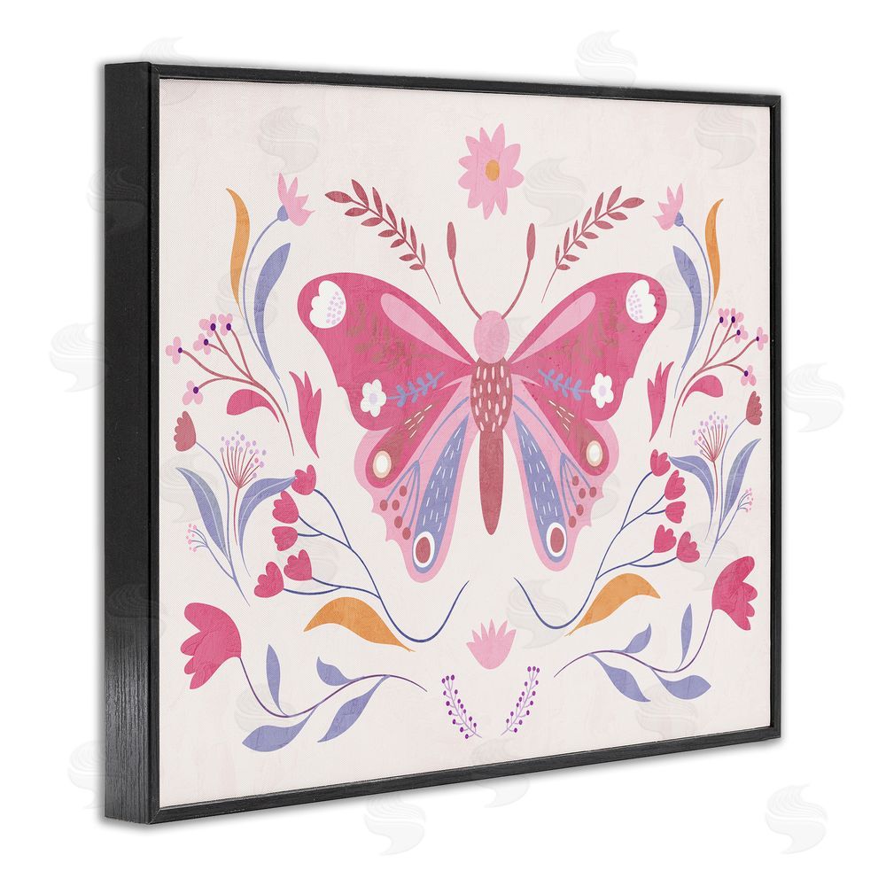 Kim Allen Whimsical Folk Butterfly Black Framed Giclee Wall Art Print