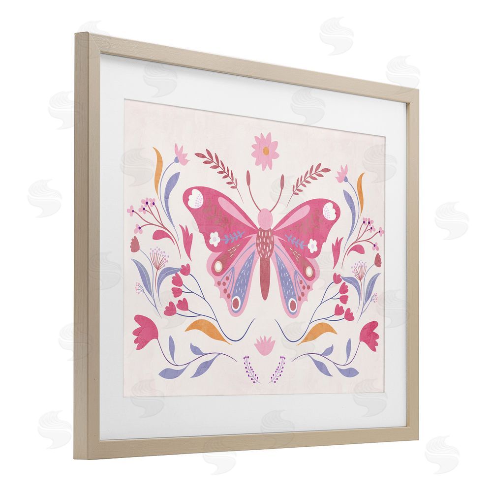 Kim Allen Whimsical Folk Butterfly Birch Framed Print Under Glass Wall Art