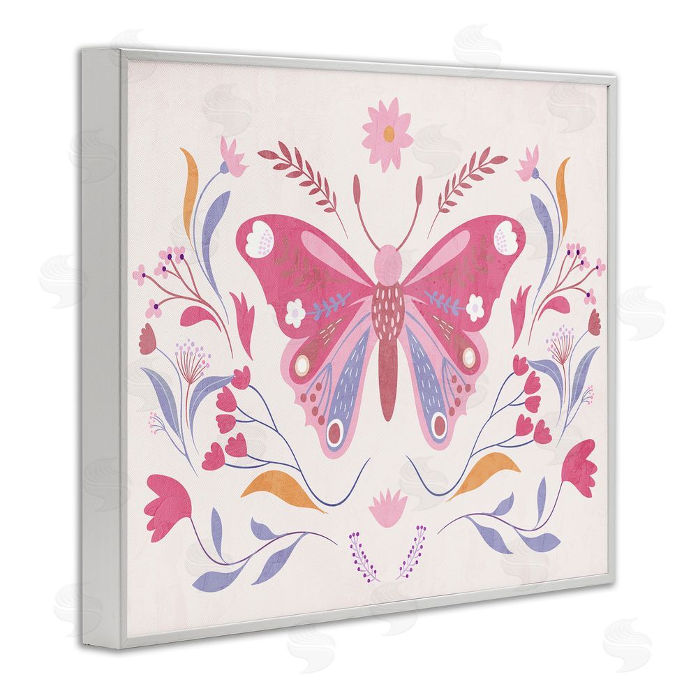 Kim Allen Whimsical Folk Butterfly White Framed Giclee Wall Art Print