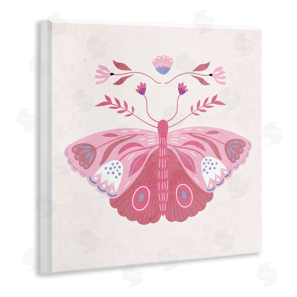 Kim Allen Boho Pink Folk Butterfly Wall Plaque Art Print