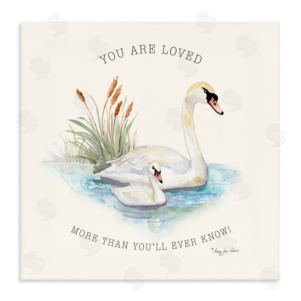 Audrey Jeanne Roberts More Than You Know Swans Stretched Canvas Wall Art Print