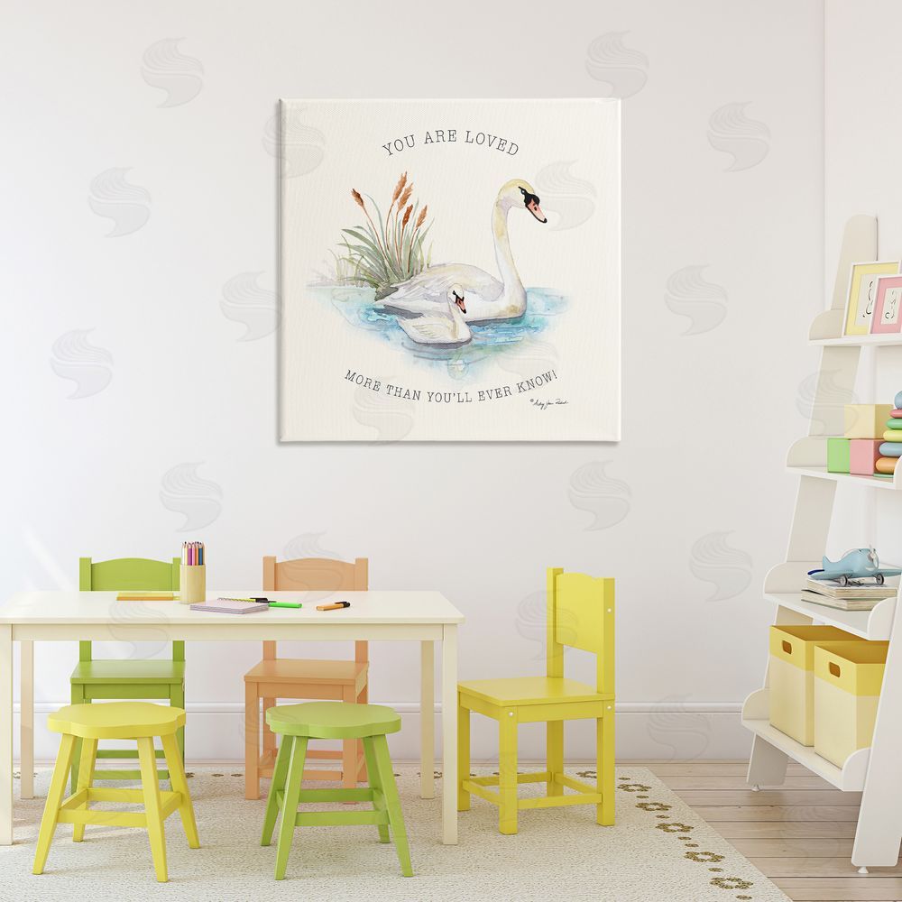 Audrey Jeanne Roberts More Than You Know Swans Canvas Wall Art Print in Room