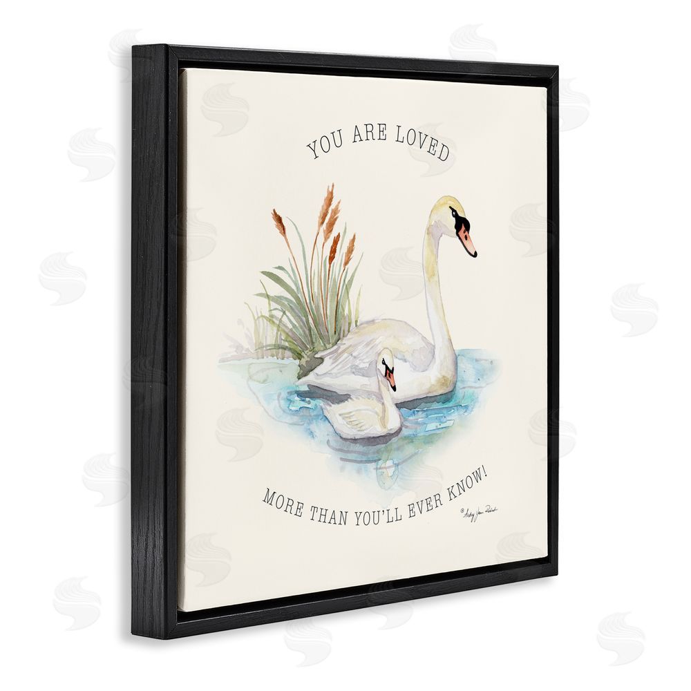 Audrey Jeanne Roberts More Than You Know Swans Black Floating Frame Canvas Wall Art Print