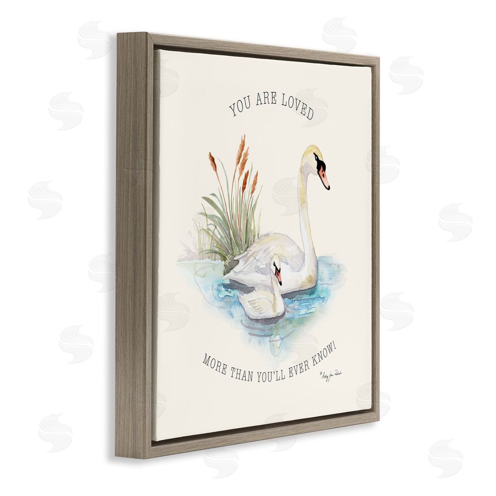 Audrey Jeanne Roberts More Than You Know Swans Brown Floating Frame Canvas Wall Art Print