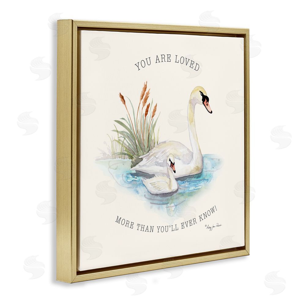 Audrey Jeanne Roberts More Than You Know Swans Gold Floating Frame Canvas Wall Art Print
