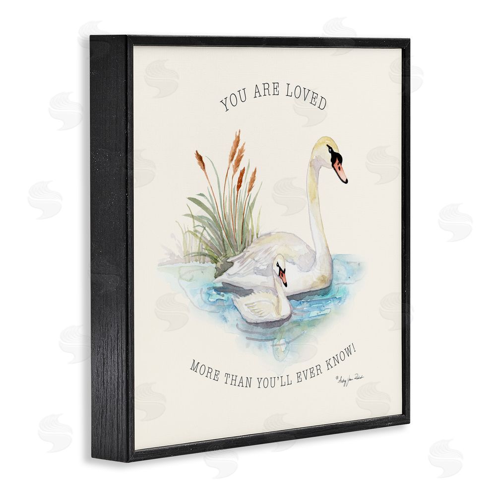 Audrey Jeanne Roberts More Than You Know Swans Black Framed Giclee Wall Art Print