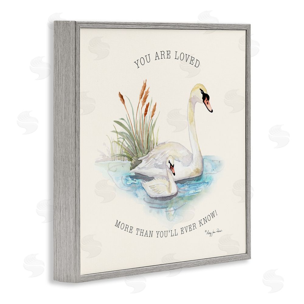 Audrey Jeanne Roberts More Than You Know Swans Gray Framed Giclee Wall Art Print