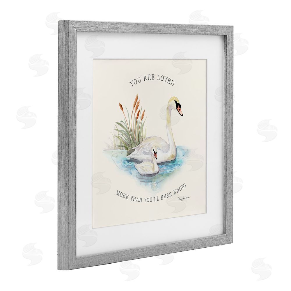 Audrey Jeanne Roberts More Than You Know Swans Gray Framed Print Under Glass Wall Art