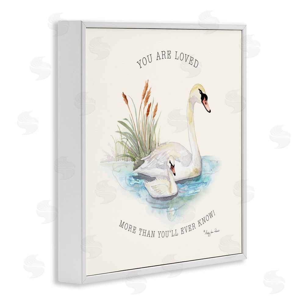 Audrey Jeanne Roberts More Than You Know Swans White Framed Giclee Wall Art Print