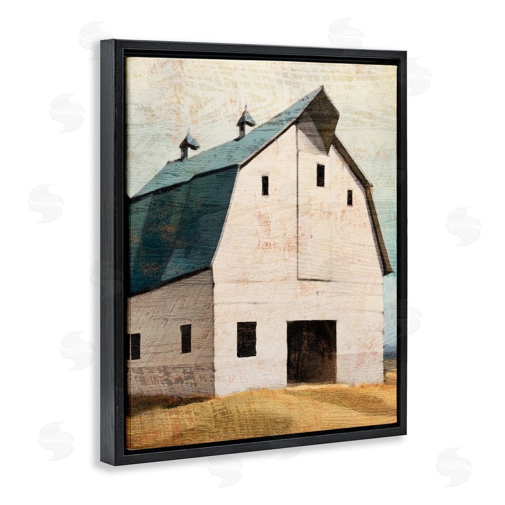 Susan Jill Rustic Big Barn Blue Black Floating Frame Canvas Wall Art Print