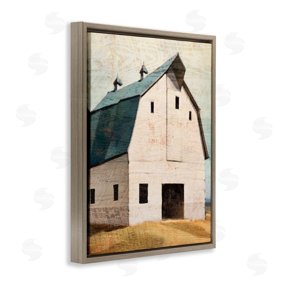 Susan Jill Rustic Big Barn Blue Brown Floating Frame Canvas Wall Art Print