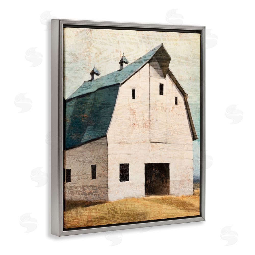 Susan Jill Rustic Big Barn Blue Gray Floating Frame Canvas Wall Art Print